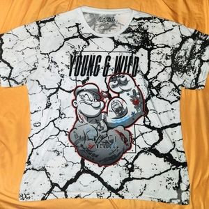 Popeye 3XL white with marble style tee